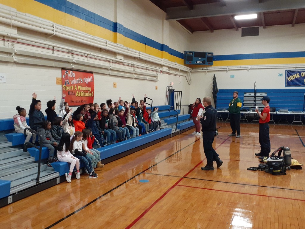 Fire Fighter Graf speaking to our Rockdale students. 