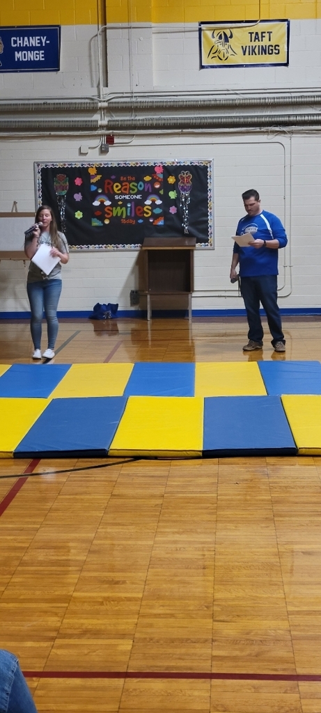 Mrs. Vallera and Mr. Domenico kicking off Rockdale's Got Talent!